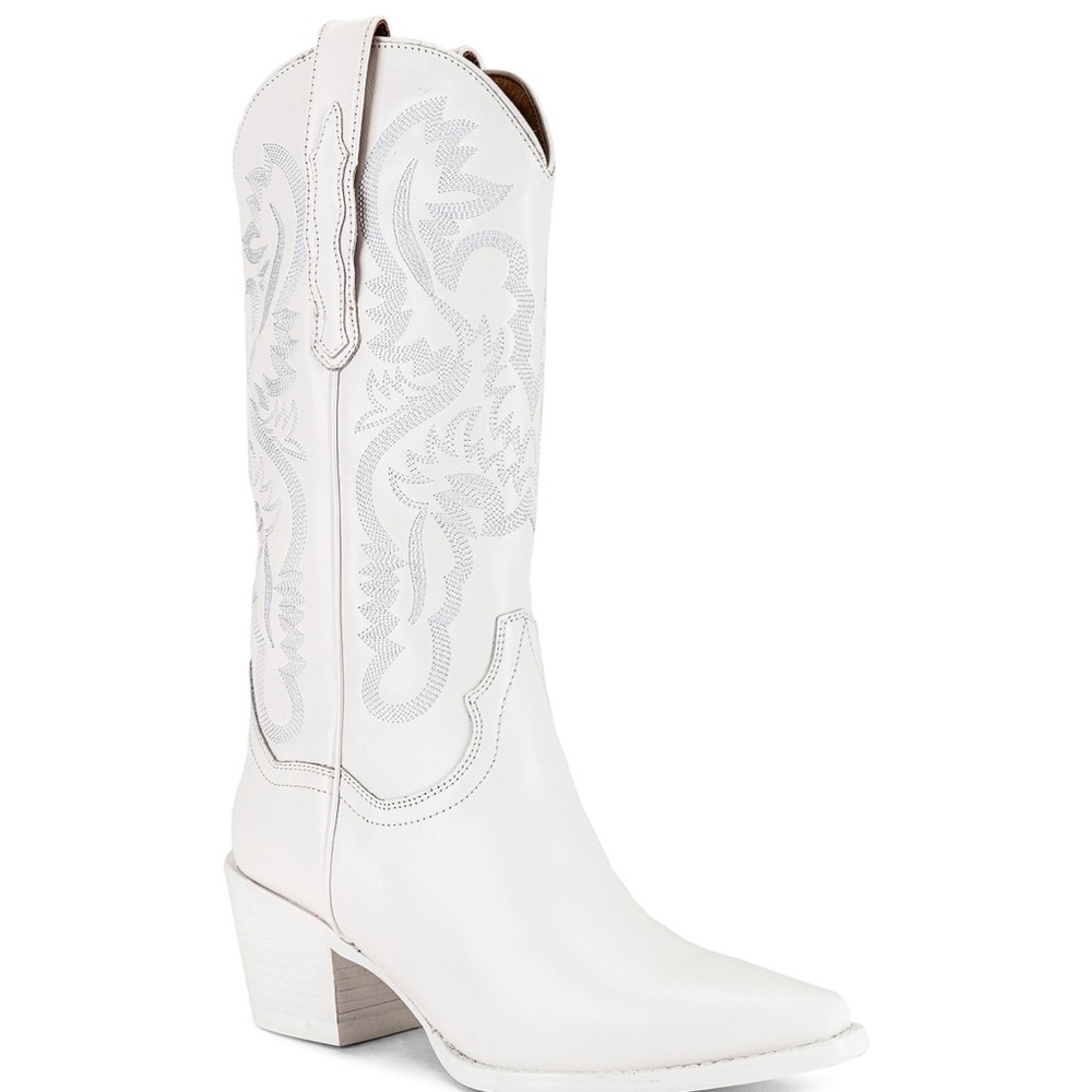 Jeffery Campbell White Dagget Combo Cowboy Boots